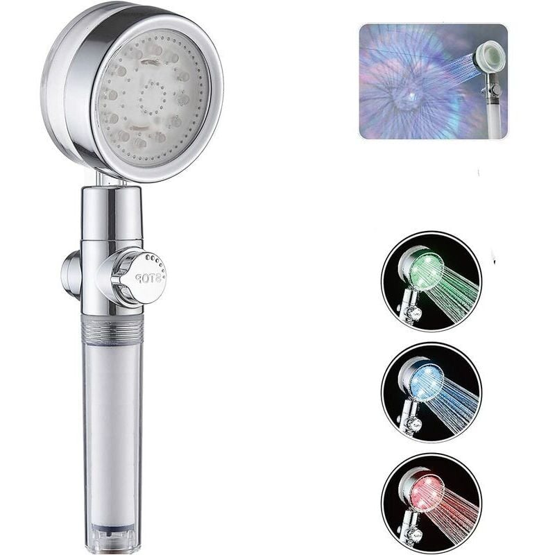 Hochdruck-Handbrause, wassersparende Dusche, 360 Grad drehbarer Duschkopf und Pausenschalter, einfach zu installierender Duschkopf mit Turbolader (7
