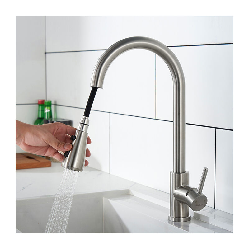 Hochdruck Wasserhahn Küche 360° Küchenarmatur mit Ausziehbarer Brause Spültischarmatur aus Edelstahl Mischbatterie Küche mit Dual-Spülbrause