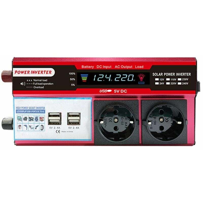 Hocheffizienter Solar-Wechselrichter, reiner Sinus-Wechselrichter, Heimauto, Wohnmobil, Solar-Wechselrichter mit LCD-Display, 1000 W