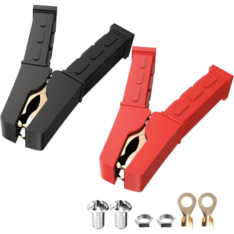 Dolaso - Hochleistungs-Krokodilklemmen aus reinem Kupfer, 500 a, Autobatterie-Ladeklemmen, 2 Stück, Batterie-Ersatz-Krokodilklemmen,