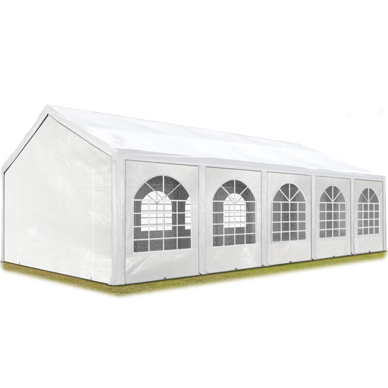 Hochwertiges Partyzelt 4x10 m Pavillon Zelt pe Plane 450 n Gartenzelt Festzelt Wasserdicht weiß