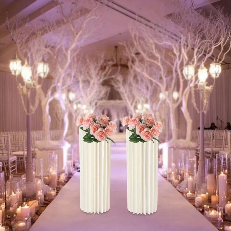 Hochzeit Mittelstücke Karton Vasen, Faltbarer Tafelaufsatz aus Karton Tische Zylinder Ständ für Hochzeit Party Geburtstag Tischdekoration, 80cm