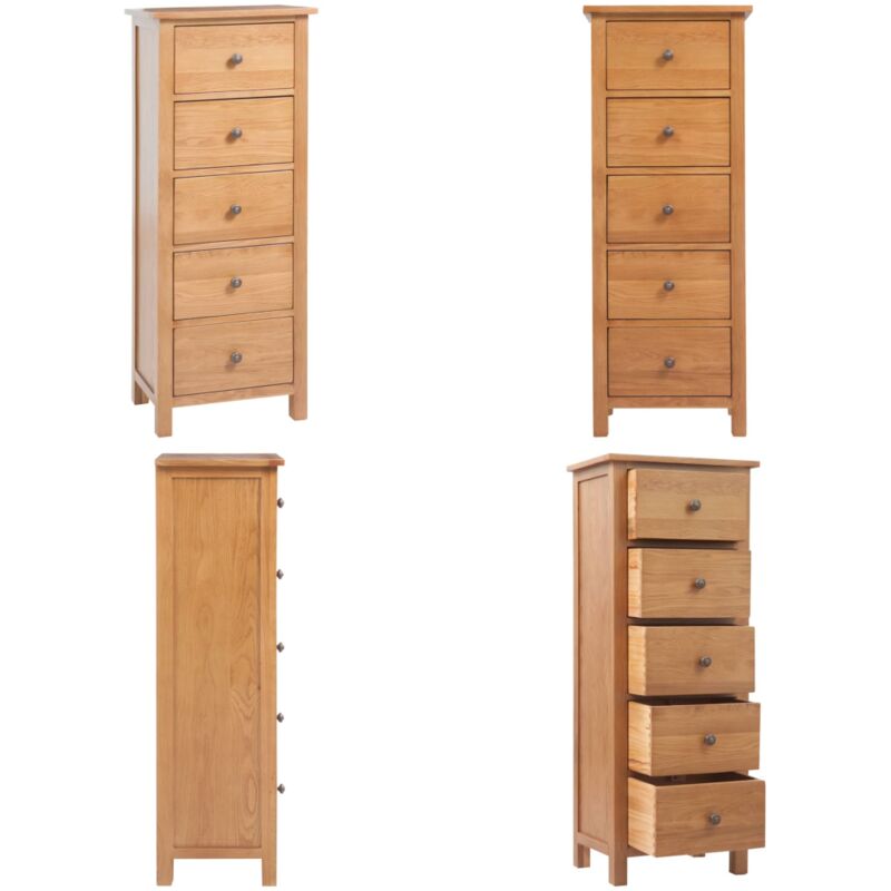 Hohe Kommode mit Schubladen 45x32x110 cm Massivholz Eiche - Kommode - Kommoden - Home & Living - Braun