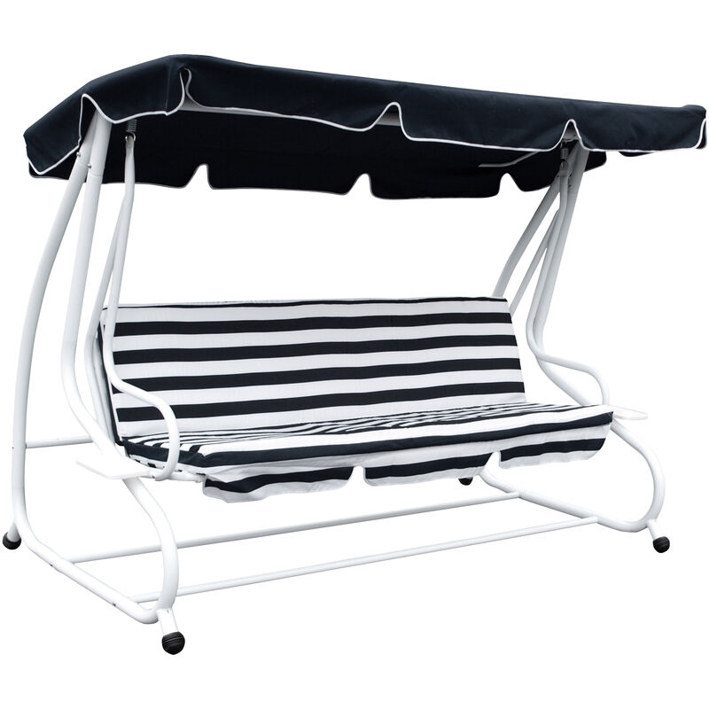 Hollywoodschaukel miami 4-sitzer, weiss / dunkelblau, mit Liegefunktion