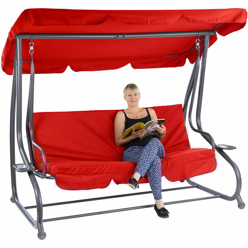 Dema - Hollywoodschaukel Sunset Rot Schaukel Gartenliege Liege