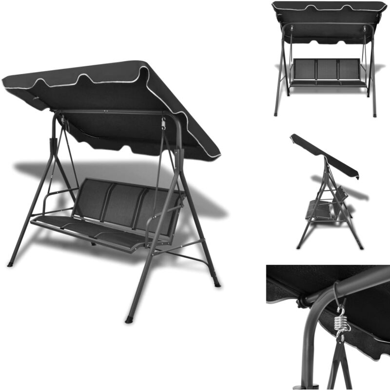 Vidaxl - Hollywoodschaukeln - Living Hollywoodschaukel mit Dach Schwarz - Schwarz