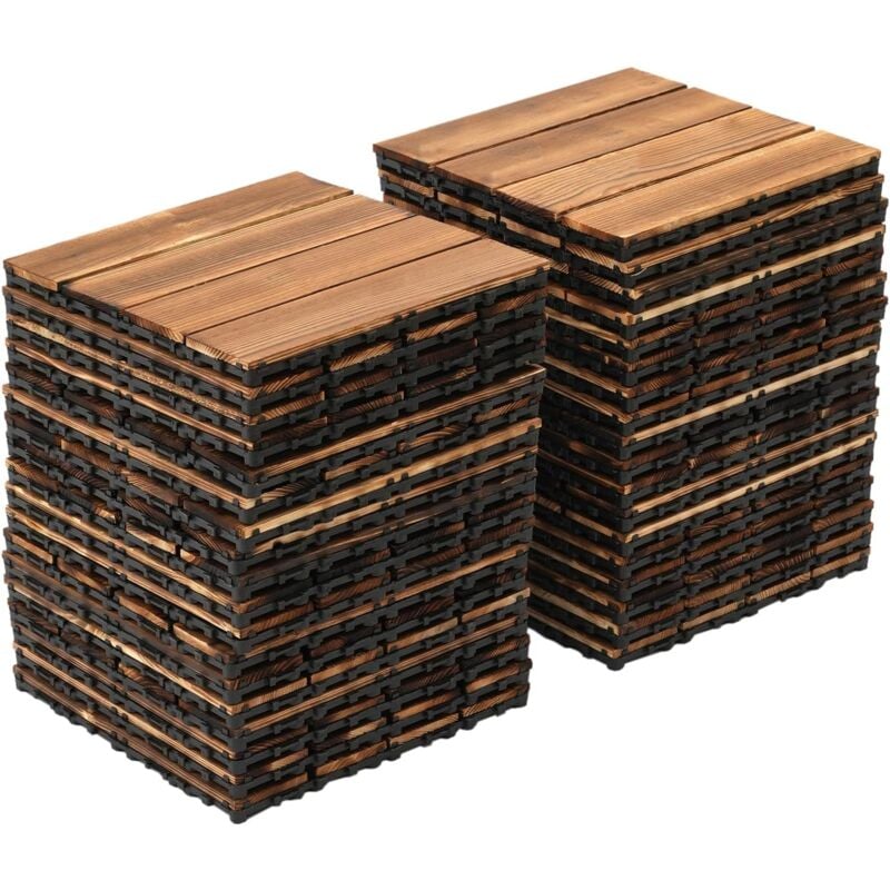 Holz-Kunststoff-Verbund-Terrassendielen, 12 'x 12' ineinandergreifende Terrassendielen, wasserdicht für Innen- und Außenbereich (36 Stück-Braun)