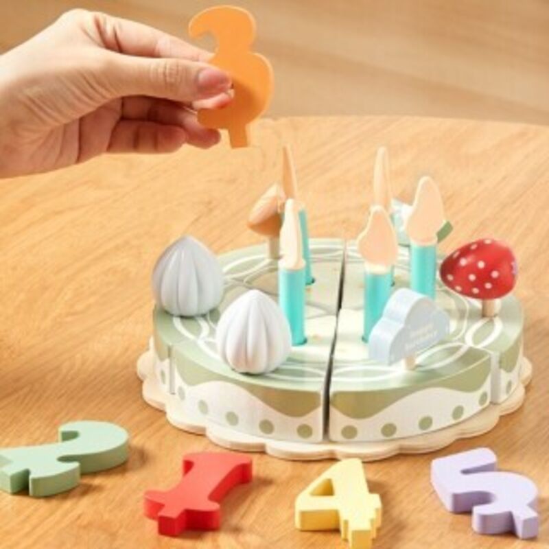 Holz Spielzeug Vergnügungspark Set, Kindheit Unbegrenzte Mädchen Nachmittagstee Set, Geburtstagskuchen Set, Holz Kuchen Set mit Klettverschluss