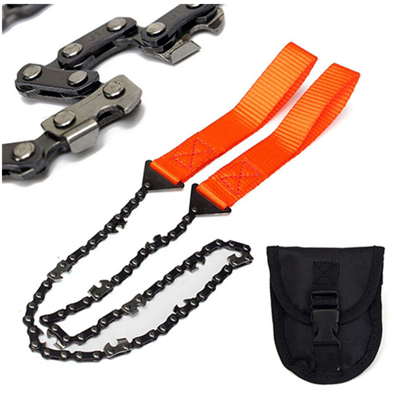 Aougo - Holzbearbeitungssäge, 11-Zähne-Stahl-Taschenkettensäge, tragbare Kettensäge, Outdoor-Survival-Kettensäge mit Tragetasche für Outdoor-Camping,
