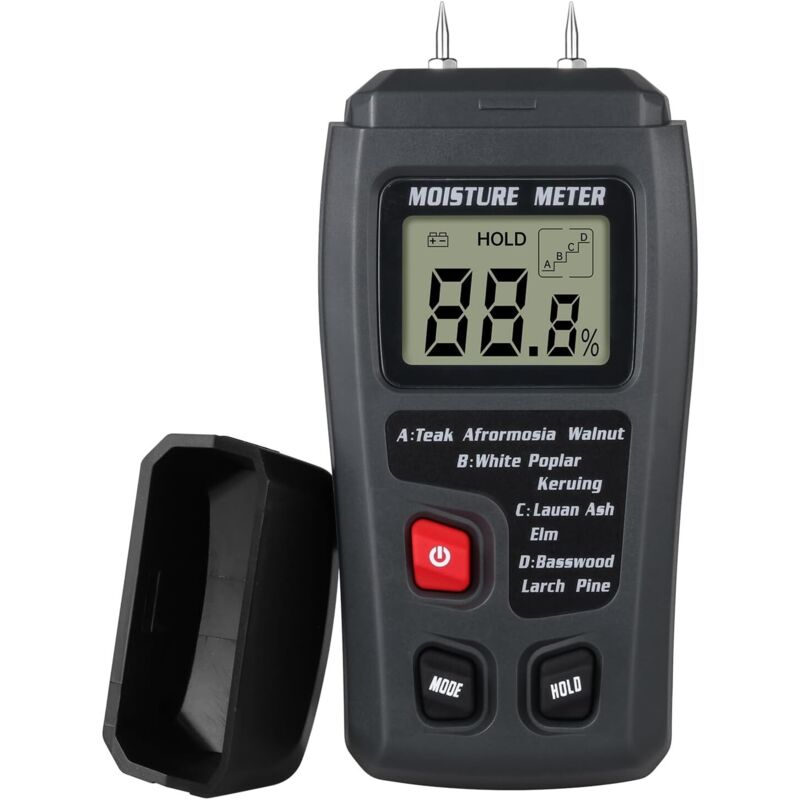Holzfeuchtemessgerät – Digitales LCD-Feuchtigkeitsmessgerät, Nadel-Wasserleckdetektor, Feuchtigkeitstester für Brennholz, Papier, Holzbearbeitung