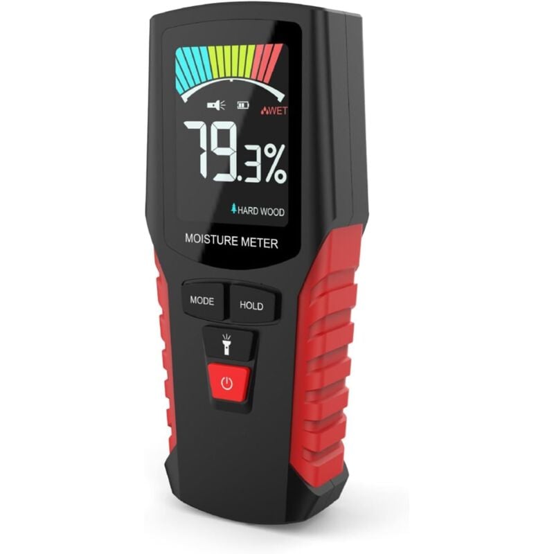 Holzfeuchtemessgerät - Feuchtigkeitstester für Brennholz, Wand, Boden, Baustoffe - Holzfeuchtemessung