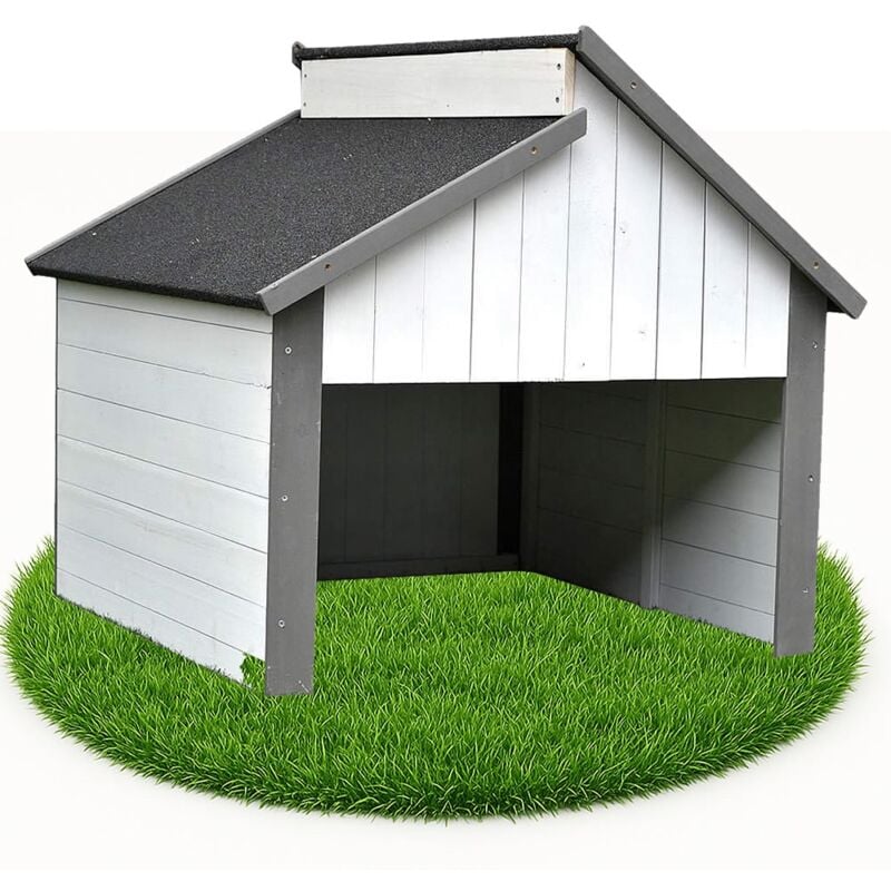 Holzgarage Mähroboter Grau / Weiß Garagen Dach Rasenroboter Carport Rasenmäher uv Schutz Mover Sonnenschutz Unterstand Gerätehaus