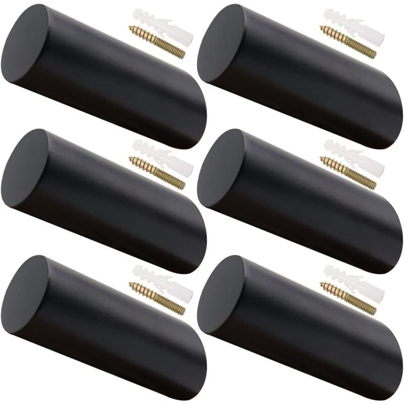 Holzhaken, Kleiderhaken aus Holz, Wandhaken aus Holz, Kleiderhaken, schwarzer Wandhaken zum Aufhängen von Mänteln, Hüten, Jacken, Taschen (6 Stück