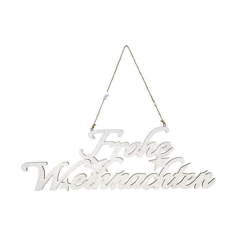 Holzhänger Frohe Weihnachten weiß mit Glitter 44 x 15 cm Deko Weihnachten