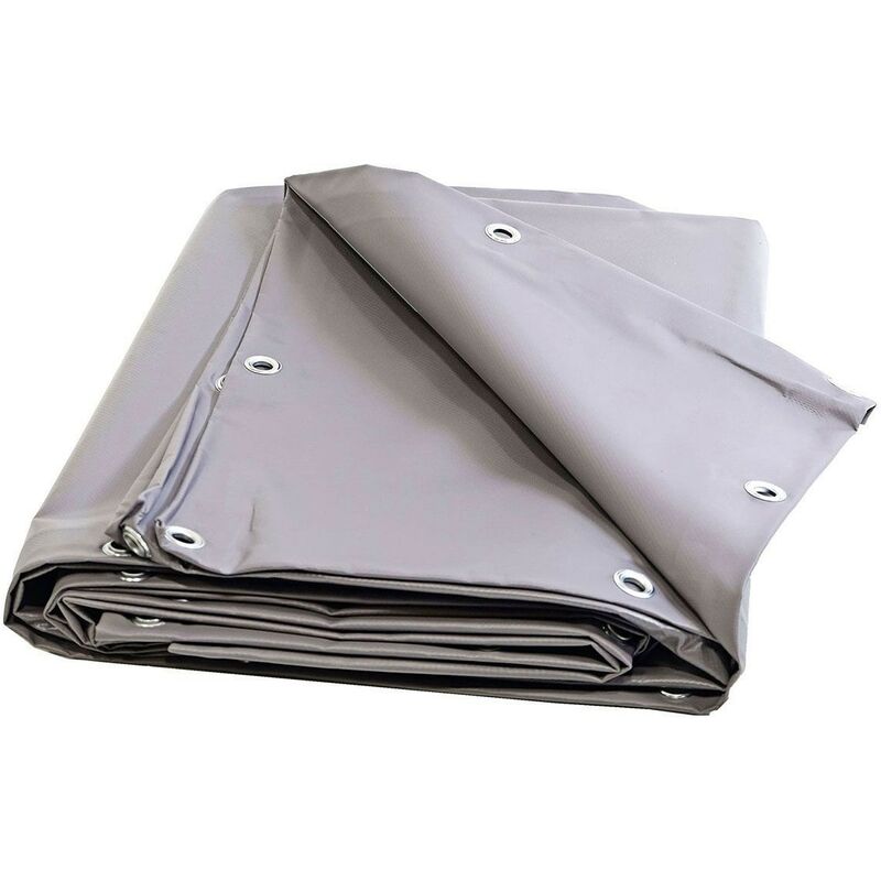 Holzplane 2x3m Grau - 10 Jahre Garantie Tecplast XP640BO - Wasserdichte Abdeckplane für Brennholz - Made in France