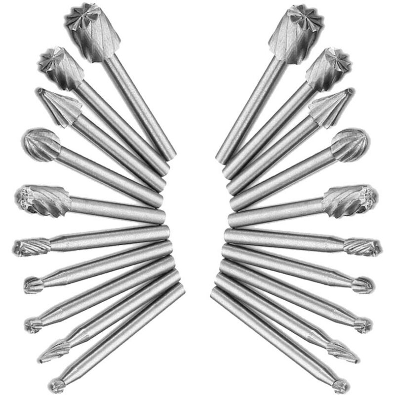Holzschnitzerei Bohrer Set für Rotary Tool, 20 Stück HSS-Drehfräser-Set, Frässtifte für Dremel Heimwerker, Holzarbeiten, Schnitzen, Gravieren, Bohren