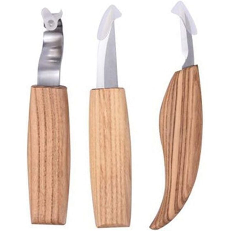 Holzschnitzwerkzeug-Set, 3-in-1-Holzschnitzset, inklusive Hakenmesser für die Holzbearbeitung, Schnitzmesser und Detailschnitzmesser