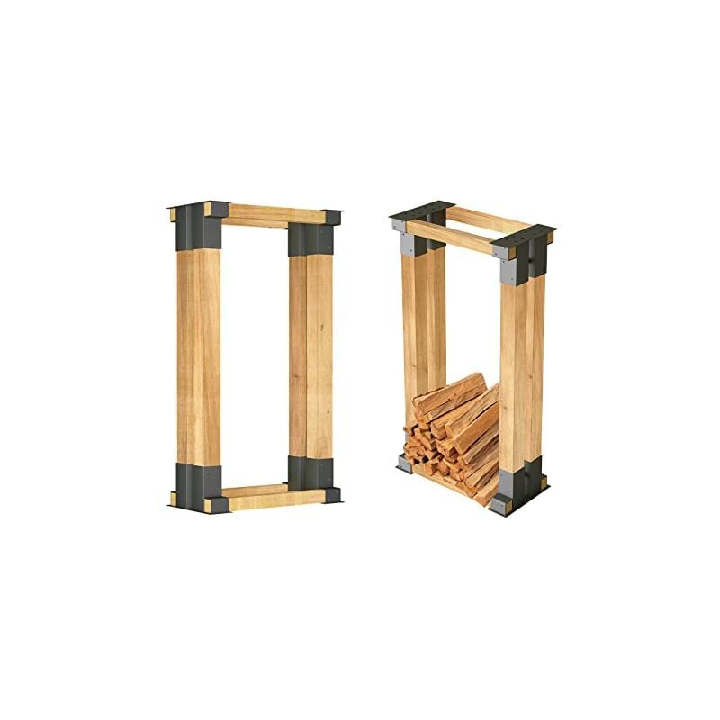 Holzstapelhilfe für Kaminholz, Stabile Brennholz Stapelhilfe aus Feuerverzinkt Holzstapelhalter Gestell Holz für innen und außen (4er Set) Naizy