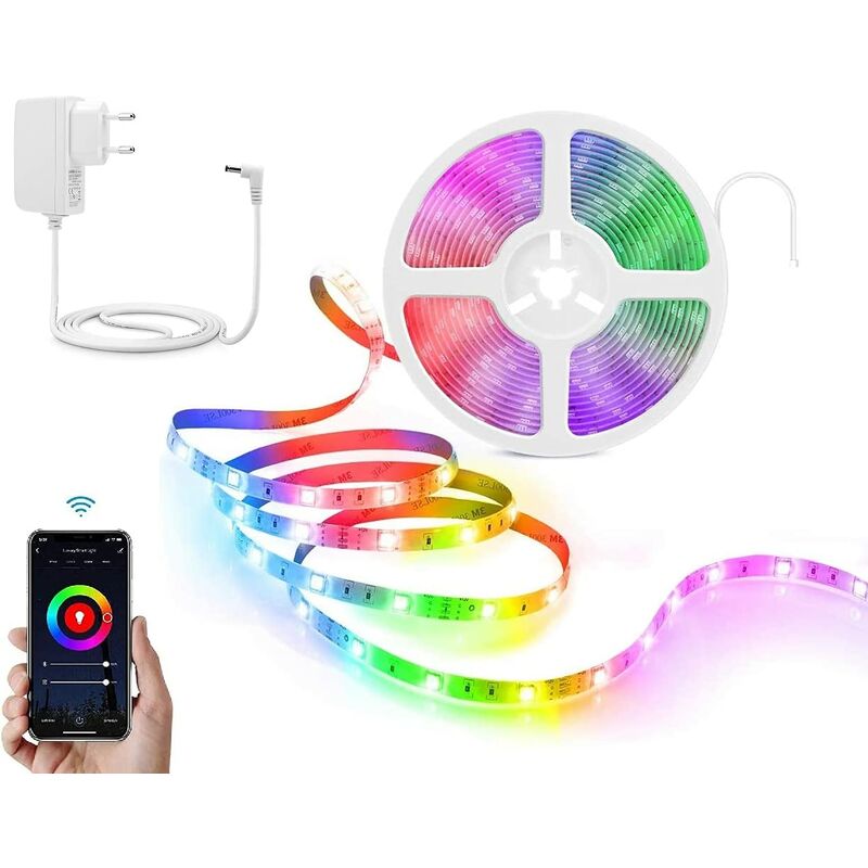 5 Meter Smart wi-fi rgb + Warm White Led Strip Kit - Homcloud