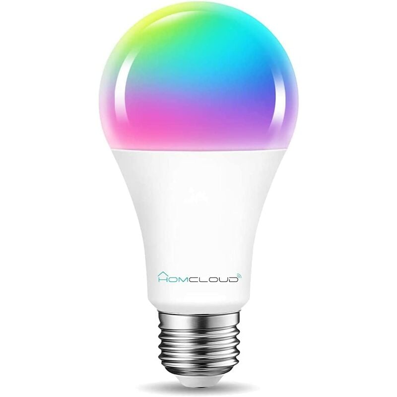 Homcloud A70 Smart Wi-Fi LED-Glühbirne Multicolour + White CCT E27 Dimmbar, 11W, 1050 Lumen, Steuerung mit APP, Smart Life, Alexa oder Google