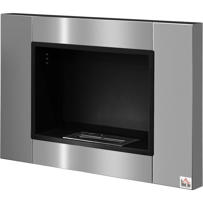 HOMCOM Ethanol-Kamin Bio-Ethanol-Brenner 0,9 L 3 Stdn. Brenndauer kein Rauch Edelstahl 80 x 14 x 54 cm
