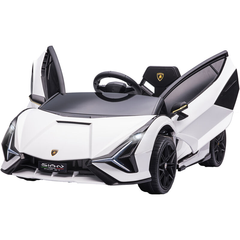 Homcom - Kinder Elektroauto 12 v Lamborghini sian Elektrofahrzeug mit Fernbedienung Musik(MP3/USB) Licht 3-5 Jahre Metall Weiß 108 x 62 x 40 cm