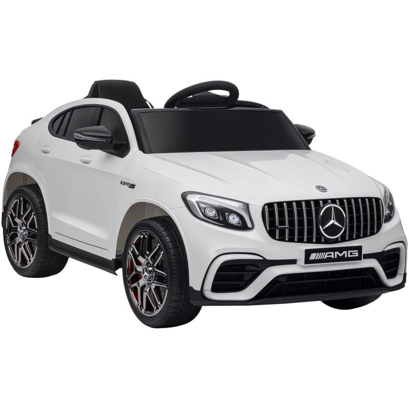 HOMCOM Kinder Elektroauto 12V Kinderauto mit 2,4 G Fernbedienung, 2 Motor, Kinderfahrzeug mit Hupe, Musik, Sicherheitsgurt, Elektrofahrzeug für 37-60