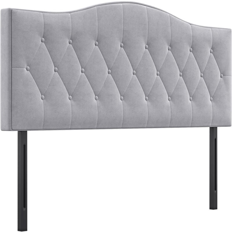 Kopfteil für Bett Polsterkopfteil Bett Kopf Rückenlehne Bettkopfteil in grau Pappel Samt Stoff 185 x 8 x 134 cm - Homcom