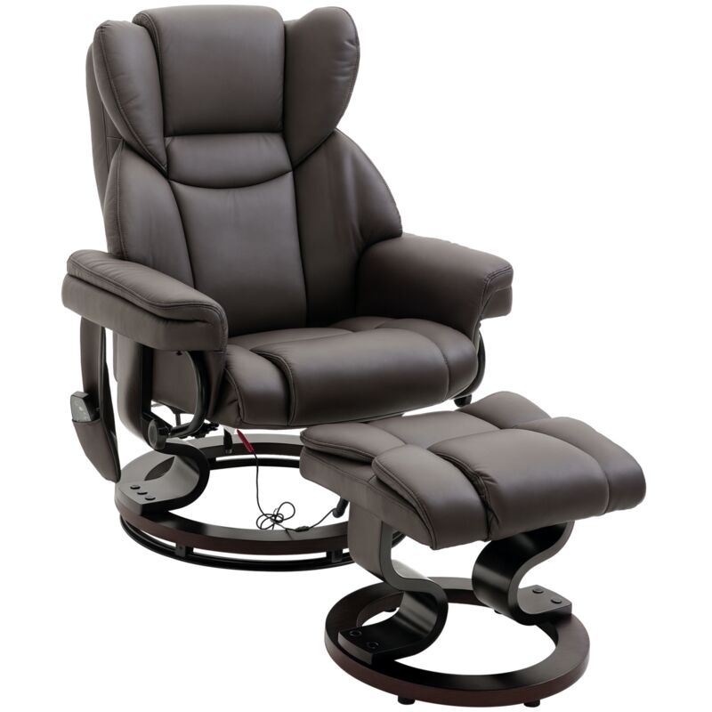 Homcom - Relaxsessel mit Fußhocker, Elektrischer Fernsehsessel mit Liegefunktion, Drehbarer Massagesessel mit Fernbedienung, Seitentasche, für