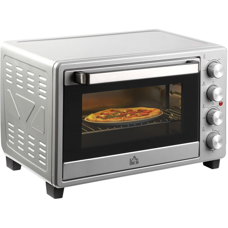 Homcom - Mini Backofen 32L 100 °C-230 °c 1600 w Mini Ofen mit Backblech Krümelblech Grillrost und 3 Kochmodi Pizzaofen mit Timer Backblech-Griff