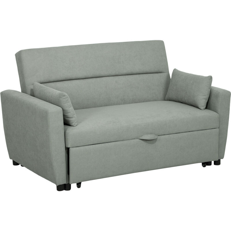Homcom - Schlafsofa, 2-Sitzer Sofa mit Schlaffunktion, Verstellbare Rückenlehne, Couch mit Kissen, Samtoptik, Schlafcouch für Wohnzimmer,