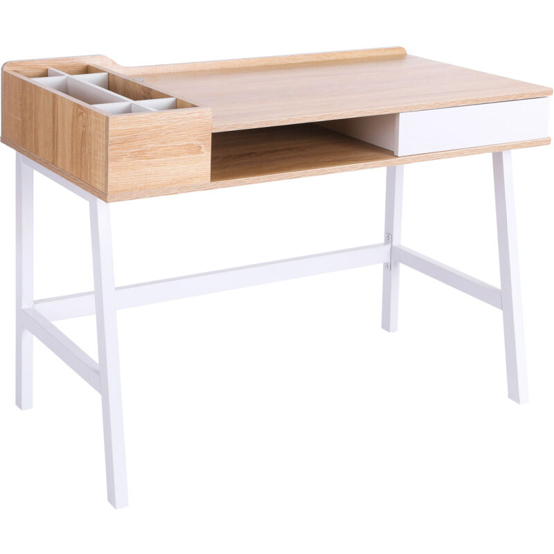 Schreibtisch Computertisch Bürotisch Arbeitstisch pc Tisch vielseitig verwendbar mit sechs Ablagefächern Schublade Breite Tischplatte für