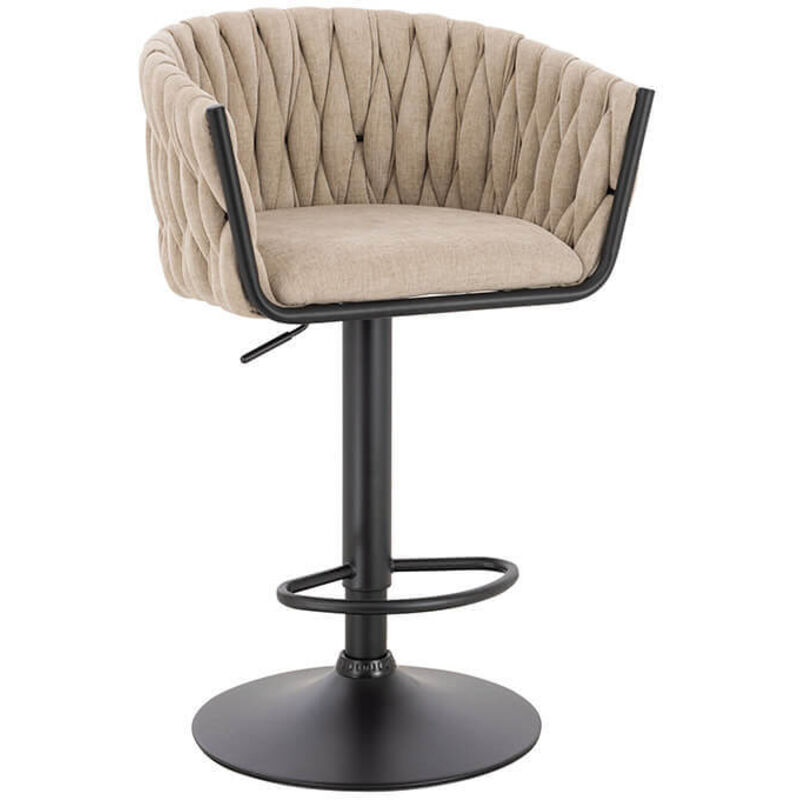 HOME DELUXE Barhocker SAMIR – Beige, gewebt, höhenverstellbar (5er Set) Moderner Tresenhocker mit Stoffbezug & Fußstütze Barhocker höhenverstellbar