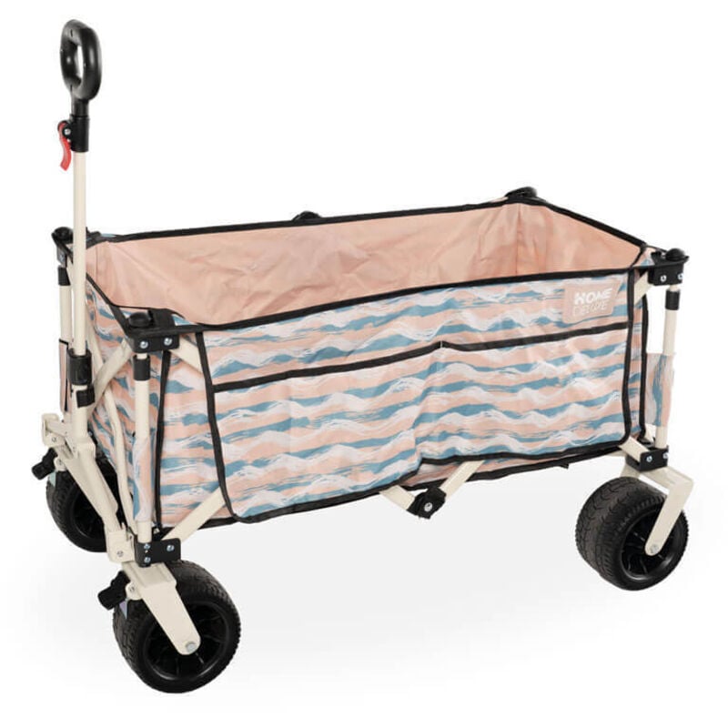 Home Deluxe - Bollerwagen faltbar jola - Beige/Blau faltbarer Bollerwagen, klappbarer Bollerwagen, Transportwagen