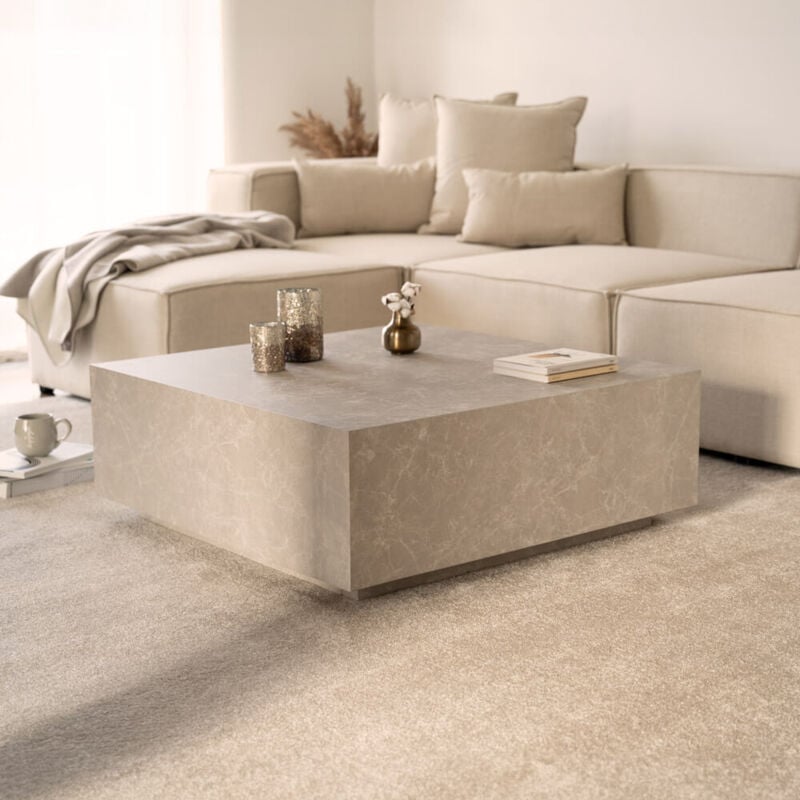 Couchtisch Marmor amiri xl Farbe: Beige, Größe: 95 x 35 x 95 cm Couchtisch Sofatisch Tisch Couchtisch-Marmor - Home Deluxe