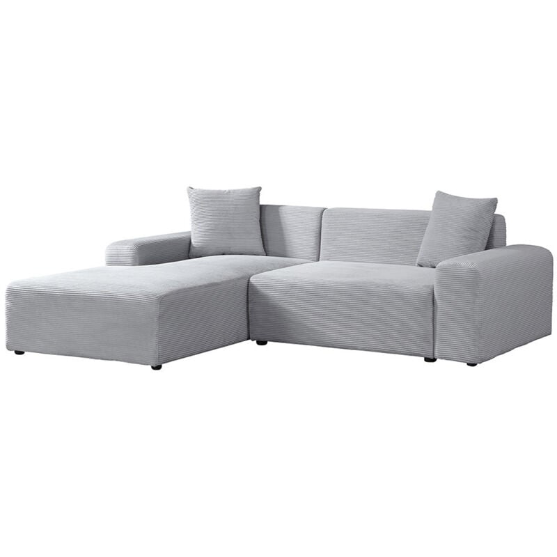 HOME DELUXE Ecksofa AMELIO Cord - Grau Links - 240 x 178 cm I Modernes Wohnzimmer-Sofa mit Ottomane ecksofa cord, cord ecksofa modern, ecksofa cord