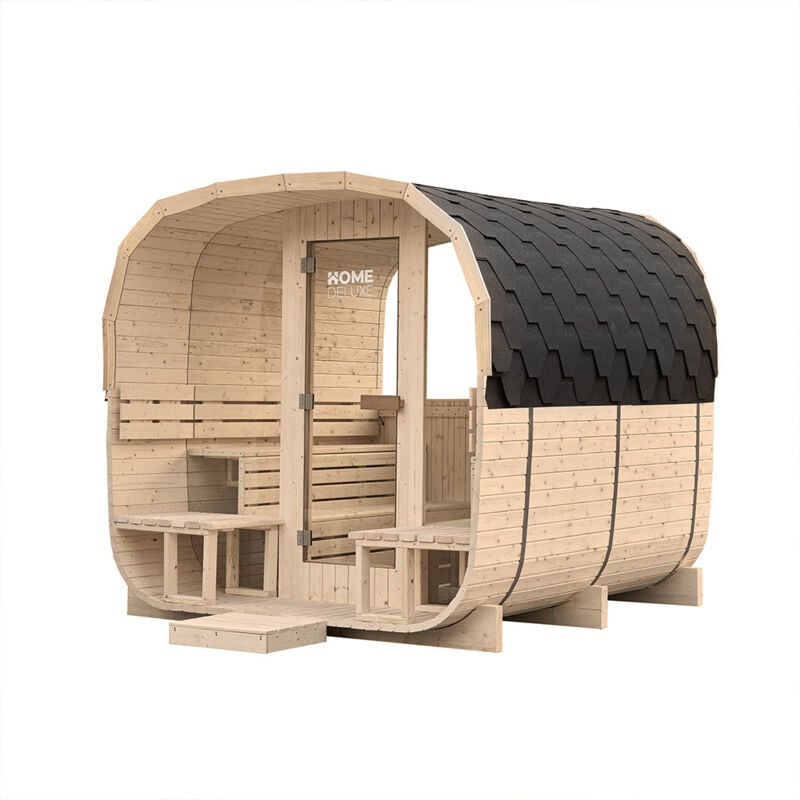 Home Deluxe - Gartensauna hygge deluxe - Maße: ca. 230 cm x 220 cm Outdoor Sauna, Fasssauna, Sauna für den Garten
