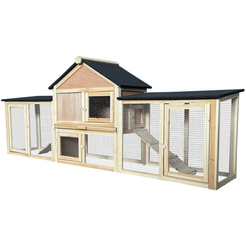 Home Deluxe - Kaninchenstall aus Holz cuna – 210 x 84 cm Kaninchenstall aus Holz, Kaninchenkäfig für draußen,