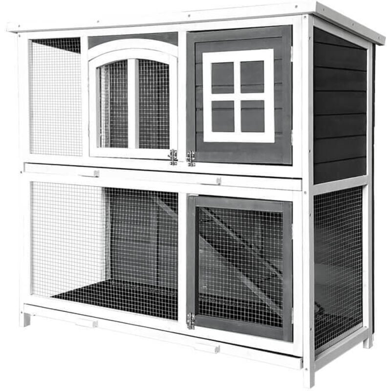 Home Deluxe - Kaninchenstall aus Holz mino – 122 x 108 cm Kaninchenstall aus Holz, Kaninchenkäfig für draußen,