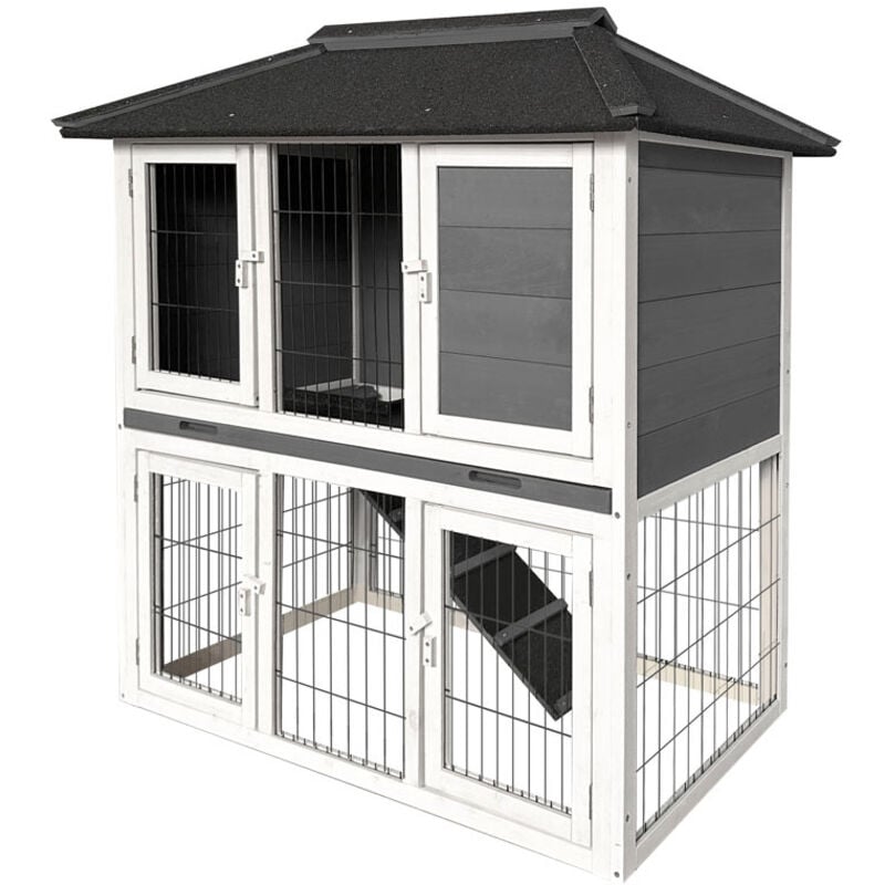 Home Deluxe - Kaninchenstall toca – 115 x 115 cm Kaninchenstall aus Holz, Kaninchenkäfig für draußen, Kaninchenstall mit Auslauf,