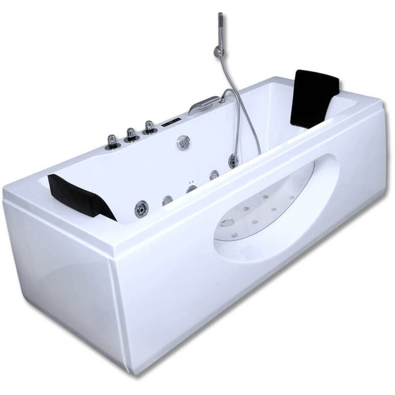 Home Deluxe - Whirlpool Badewanne mit Lichttherapie laguna m - 180 x 90 cm Whirlpool Eckbadewanne Badewanne Wanne