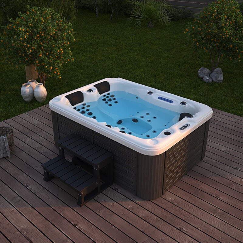 Home Deluxe - Outdoor Whirlpool beach - Mit Treppe und Thermoabdeckung Ausstattung Mit Treppe und Thermoabdeckung Whirlpool Outdoor Saunaofen Holz