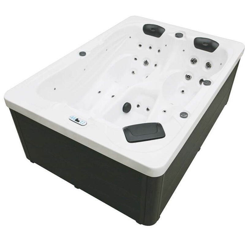 Home Deluxe - Outdoor Whirlpool mit Treppe und Thermoabdeckung sunset - 220 x 156 cm für 3 Personen Ausstattung: Pure Whirlpool Outdoor