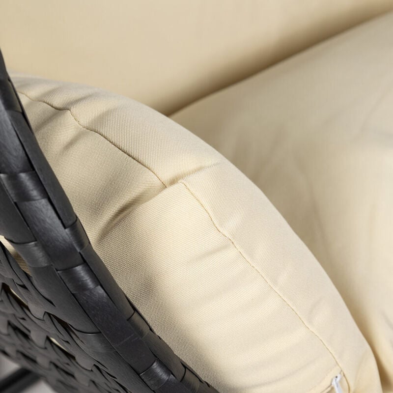 HOME DELUXE - Polyrattan Hängesessel nur Korb und Kissen TWIN DELUXE - Schwarz/Creme Poly Rattan Hängesessel Hängekorb