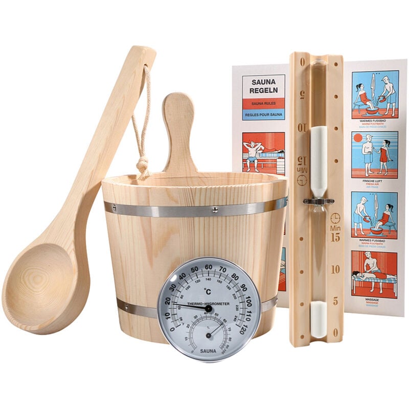 Home Deluxe - Saunazubehör aus Holz sava - Natur Saunazubehör, Sauna Zubehör, Saunaaufguss, Saunakübel, Saunakelle, Saunasteine, Sauna Thermometer,