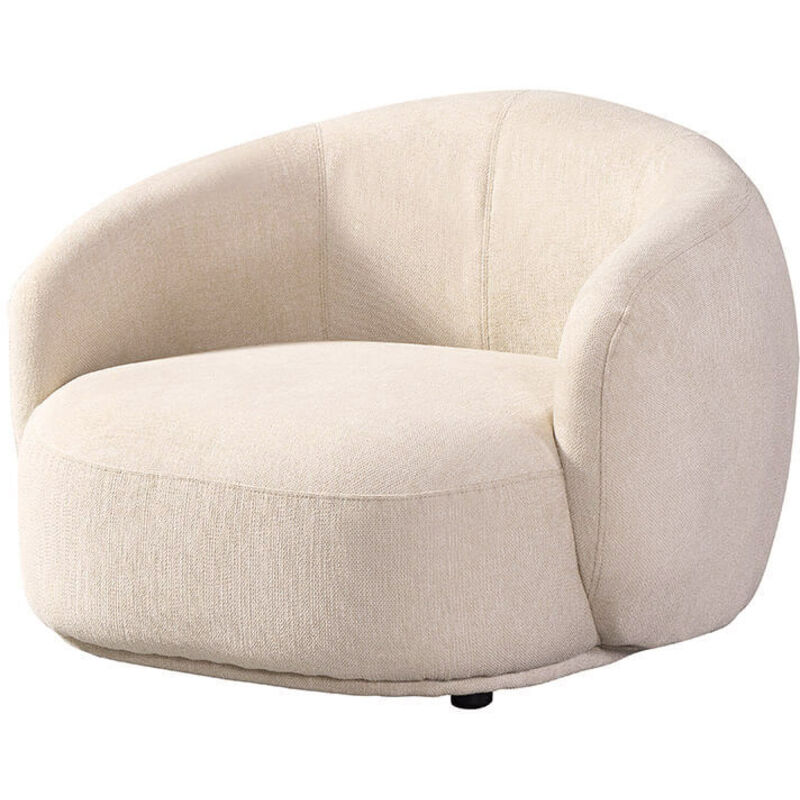 HOME DELUXE Sessel CASARA Webstoff Beige - 99 x 104 x 72 cm I Runder Sessel, Wohnzimmer, Sessel Abgerundeter mit Armlehnen, Design Sessel,