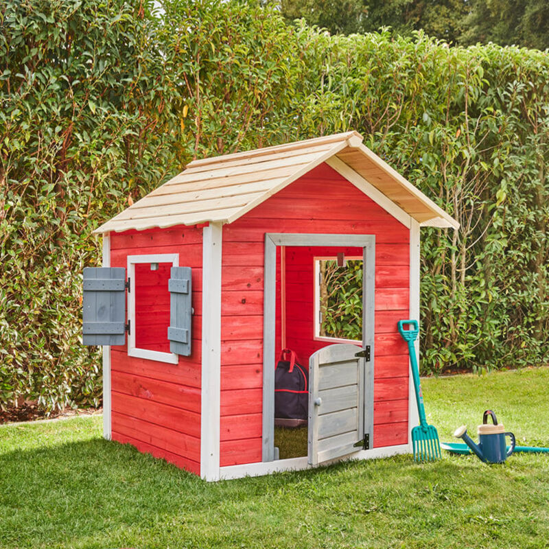 Spielhaus das kleine schloss - 106 x 111 cm Rot Kinderspielhaus Gartenspielhaus Gartenhaus Für - Home Deluxe