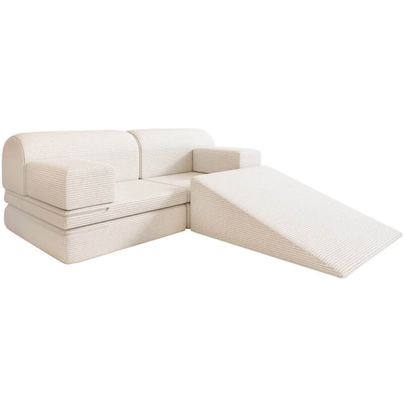 HOME DELUXE Spielsofa LIV inkl. Rutsche - Cord Beige Kinderspielsofa, Spielsofa mit Rutsche, Kinder Sofa mit Stapelsteinen
