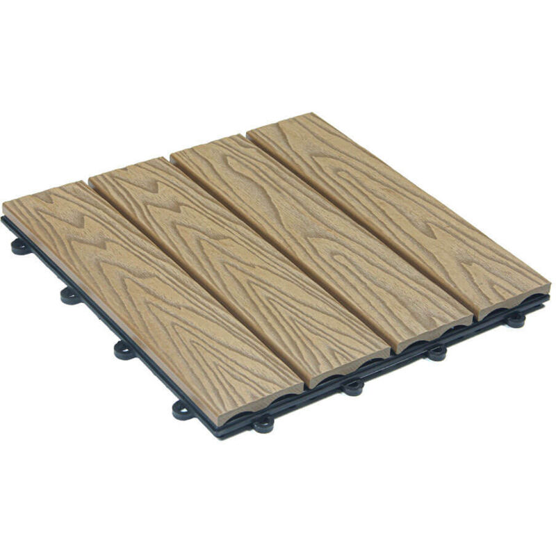 HOME DELUXE WPC Klickfliesen BAVARO PREMIUM - Teak 10 m² - Holzoptik Terrassenfliesen Holzfliesen Klickfliese Bodenfliesen