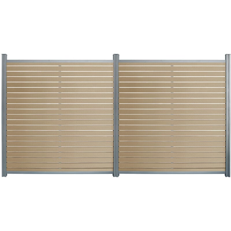 Wpc Sichtschutzzaun alira Teak - 2 x Element + 3 x Pfosten Sichtschutz, wpc Sichtschutzzaun, Sichtschutzzaun wpc - Home Deluxe